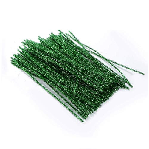 100pcs Pipe Cleaners Chenille Stems for DIY Art Supplies Craft Projects 6mmx30cm Christmas Pipe Cleaners Decoration Glitter Green