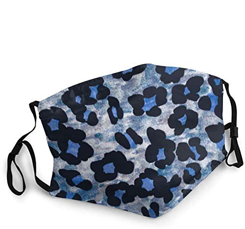 Slily Marries Blue Leopard Print Cloth Face Mask Washable Anti Filter Dust Fabric Mouth Mask Reusable Printed for Women Men