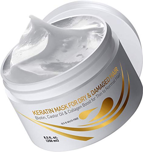 Vitamins Keratin Hair Mask Deep Conditioner - Biotin Protein with Castor Oil Repair for Dry Damaged and Color Treated Hair - Conditioning Treatment for Curly or Straight Thin Fine Hair Vitamins Keratin Hair Mask Deep Conditioner - Biotin Protein with Castor Oil Repair for Dry Damaged and Color Treated Hair - Conditioning Treatment for Curly or Straight Thin Fine Hair