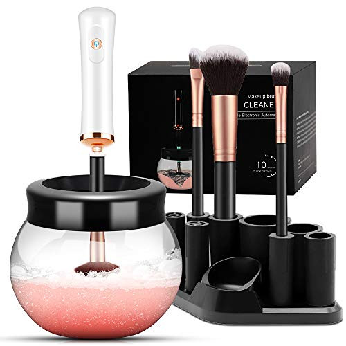 Makeup Brush Cleaner Dryer Makeup Brush Cleaner Machine with 8 Rubber Collars Wash and Dry in Seconds Deep Cosmetic Brush Spinner for All Size Brushes