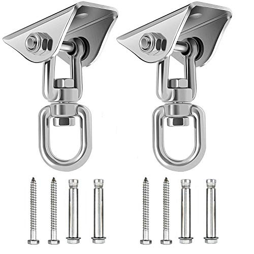 XTSKLY Heavy Duty Swing Hangers Set 1000LB Capacity Antirust Stainless Steel 304 Swing Hooks Swivel Hooks 360 Rotate 4 Screws for Concrete Wooden Swing Sets Yoga Hammock Chair Sandbag Set of 2 XTSKLY Heavy Duty Swing Hangers Set 1000LB Capacity Antirust Stainless Steel 304 Swing Hooks Swivel Hooks 360 Rotate 4 Screws for Concrete Wooden Swing Sets Yoga Hammock Chair Sandbag Set of 2