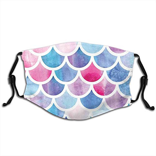Comfortable Windproof maskCircles With Pastel Watercolors Mermaid Pattern Tropical Artistic IllustrationPrinted Facial decorations for children