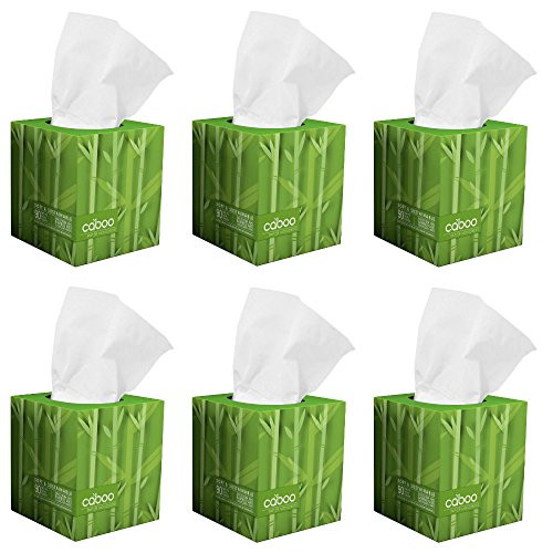 Caboo Tree Free Bamboo Facial Tissue Paper Eco Friendly Hypoallergenic Tissue Box with 90 Sheets Per Cube Total of 6 Cubes 540 Total Tissues Caboo Tree Free Bamboo Facial Tissue Paper Eco Friendly Hypoallergenic Tissue Box with 90 Sheets Per Cube Total of 6 Cubes 540 Total Tissues