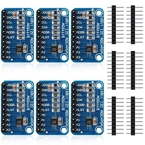 6 Pieces ADS1115 Analog-to-Digital Converter 16 Bit ADC 4 Channel Module Converter with Programmable Gain Amplifier ADC Converter Development Compatible with Arduino Raspberry Pi