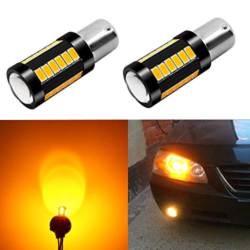 Alla Lighting 2800lm 7528 1157 LED Amber Yellow Bulbs Xtreme Super Bright BAY15D 2357 1157 LED Bulb 5730 33-SMD LED 1157 Bulb for Turn Signal Blinker Lights Replacement for Cars Trucks Motorcycles