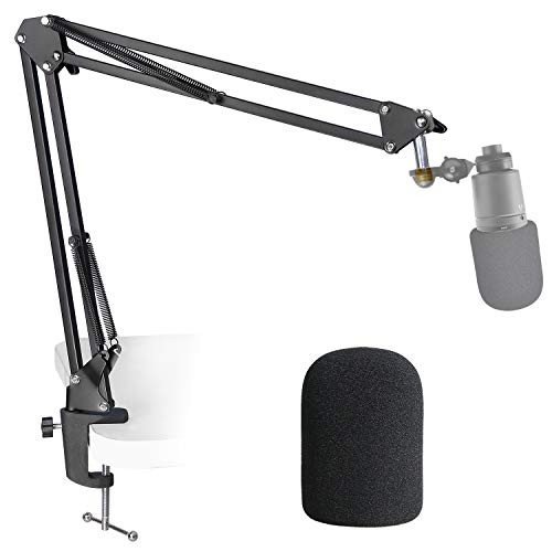 AT2020 Mic Stand with Pop Filter - Microphone Boom Arm Stand with Foam Windscreen for AT2020 USB Plus AT2035 Condenser Microphone by YOUSHARES