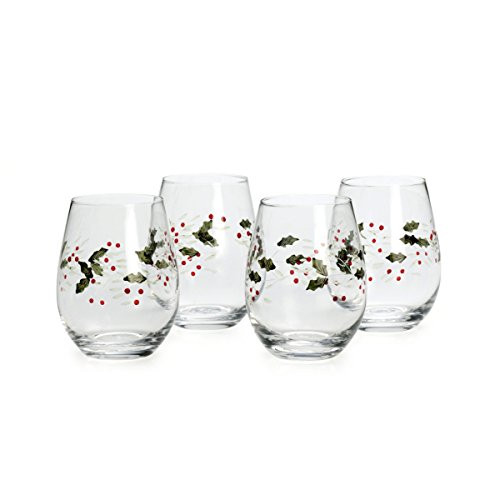 Pfaltzgraff Winterberry Stemless Wine Glasses -Set of 4-