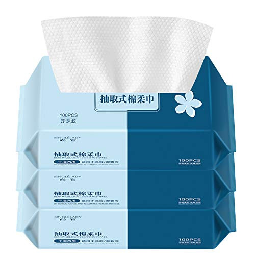 Ranvi Disposable Cleansing Facial Towel Non-Woven Disposable Wipes Soft Face Makeup Pads of Disposablse Beauty Towels?3 Pack?