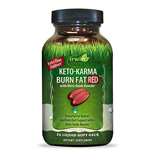 Irwin Naturals Keto-Karma Burn Fat RED - Powerful Fat Burner with Nitric Oxide Booster MCT Oil Spirulina Yerba Mate  and  Green Tea - Energy  and  Metabolism Boost - Keto Diet Support - 72 Liquid Softgels