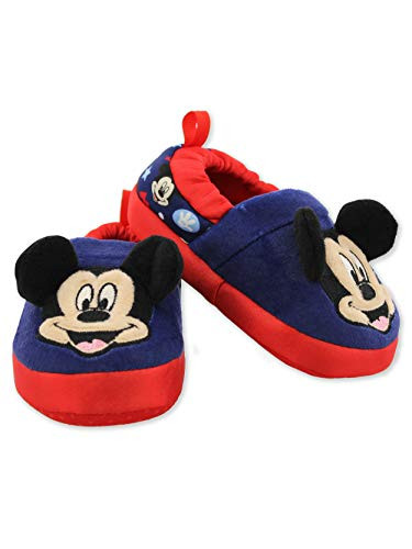 Mickey Mouse Toddler Boys Plush A-Line Slippers with 3D Ears -9-10 M US Toddler Navy-