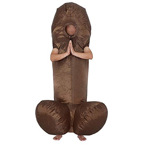 Longteng Willy Penis Adult Inflatable Costume Suit Halloween Costume Cosplay Jumpsuit Party Outfit Gift Brown
