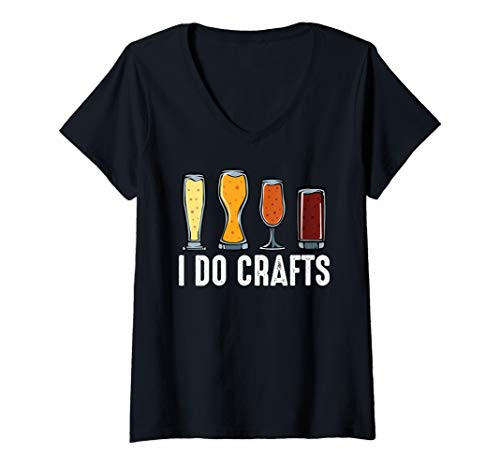 Womens I Do Crafts Home Brewing Craft Beer Brewer Gift Homebrewing V-Neck T-Shirt