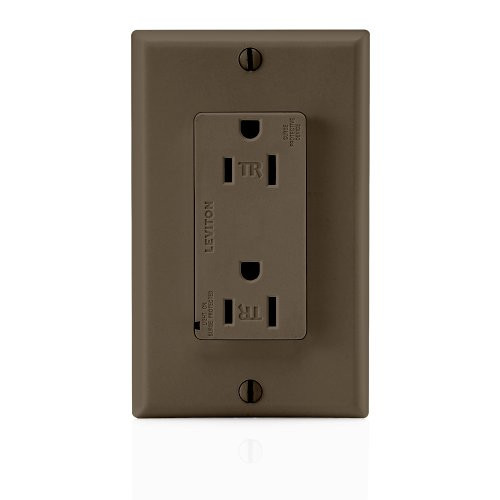 Leviton T5280 15 Amp 125 Volt Tamper Resistant Decora Duplex Surge Suppressor Receptacle Straight Blade Commercial Grade Self Grounding Brown