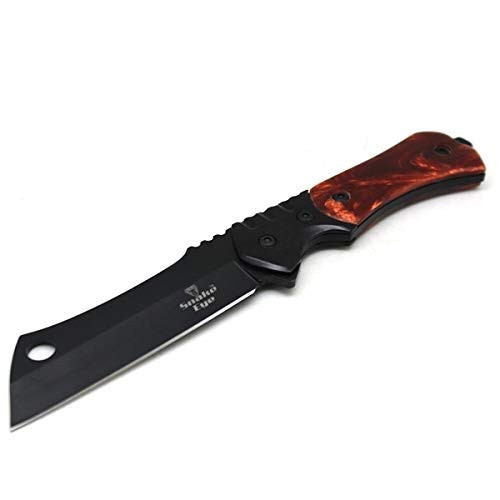 Snake Eye Tactical Heavy Duty Fixed Blade Cleaver Razor Style Hunting Knife w/Nylon Sheath -Brown-