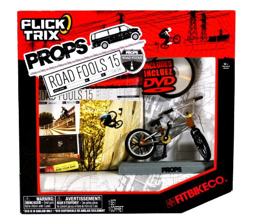 Spinmaster Flick Trix Fingerbike  inchReal Bikes Unreal Tricks inch BMX Bicycle Miniature Set - FITBIKE CO. with Display Base and DVD Props  inchRoad Fools 15 inch