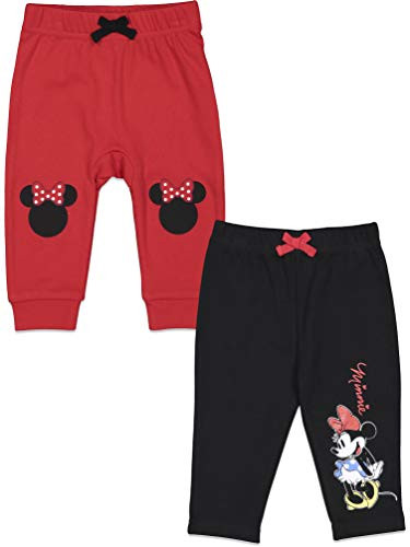 Disney Minnie Mouse Baby Girls Drawstring 2 Pack Pants Black/Red 12 Months