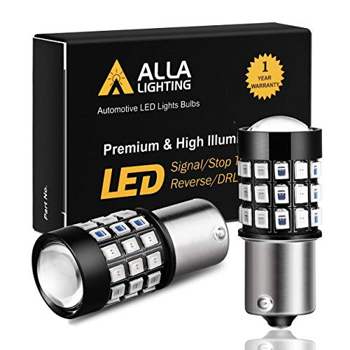 Alla Lighting Super Bright BAU15S 7507 LED Bulbs 39-SMD High Power 2835 Chipsets 12496 1156PY PY21W Red Turn signal Blinker Light Replacement