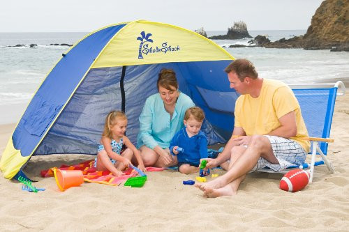 Shade Shack Beach Tent Easy Automatic Instant Pop Up Sun Shelter - BLUE/YELLOW - LARGE