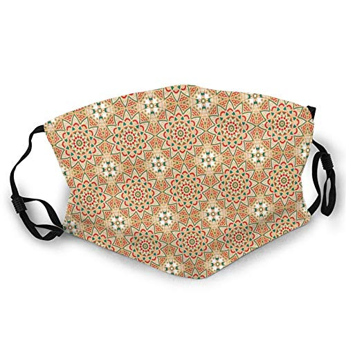 Comfortable Windproof mask?Ornamental Classic Pattern With Flower Blooms Circles And Squares Tribal Arrangement?Printed Facial decorations for adult