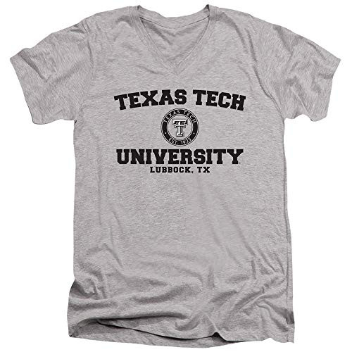 Texas Tech University Official Circle Logo Unisex Adult V-Neck T ShirtAthletic Heather Small Texas Tech University Official Circle Logo Unisex Adult V-Neck T ShirtAthletic Heather Small