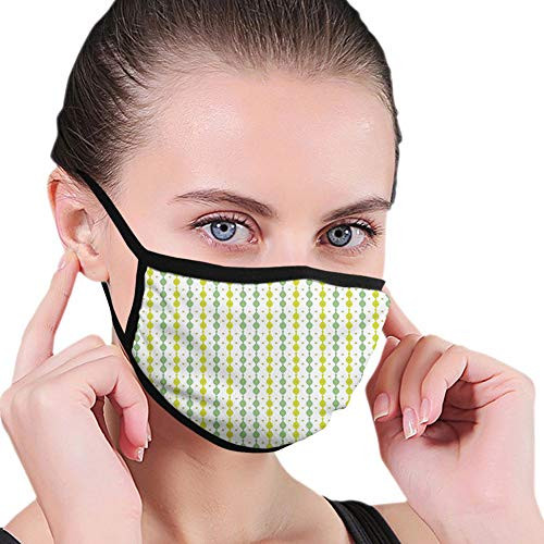 Comfortable Activated carbon maskAbstract Wavy Lines and Little Dots Geometric Retro Style Pattern with CurvesGreen Yellow Green WhiteFunny Facial decorations for adult