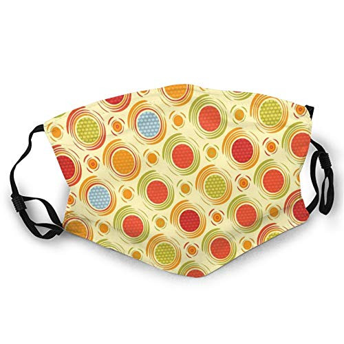 Fashion Comfortable Windproof mask?Repeating Pattern Colorful Big Little Polka Dots Circles Diagonal Striped Design?Printed Facial decorations for all adult