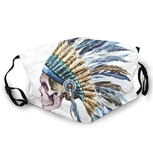 Comfortable Windproof mask?Skull With Native American Native Hat Indigenous Cultures Circle Of Life Death?Printed Facial decorations for adult