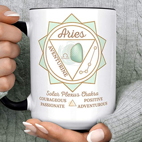 Aries Traits Zodiac Sign Coffee Mug - Aventurine Crystal Solar Plexus Chakra Custom Horoscope Ceramic Cup - Microwave Dishwasher Safe Aries Traits Zodiac Sign Coffee Mug - Aventurine Crystal Solar Plexus Chakra Custom Horoscope Ceramic Cup - Microwave Dishwasher Safe