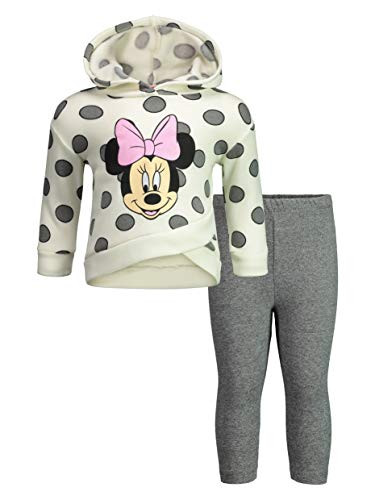 Disney Minnie Mouse Toddler Girls 2-Piece Fleece Ruffle Hoodie  and  Legging Set Off-White 4T