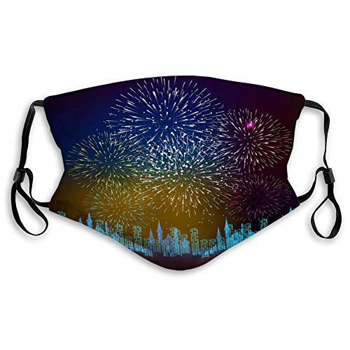 Unisex Covers Washable Reusable Mask Fireworks Display for New Year and All celebrat Skiing Cover