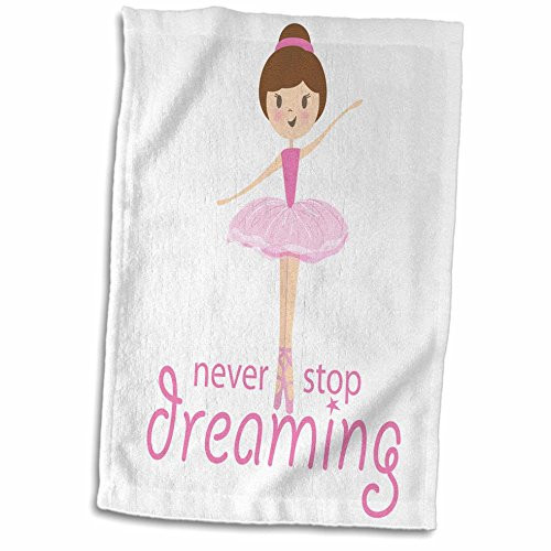 3D Rose Never Stop Dreaming with Cute Ballerina and Pink Tutu Hand Towel 15 inch x 22 inch