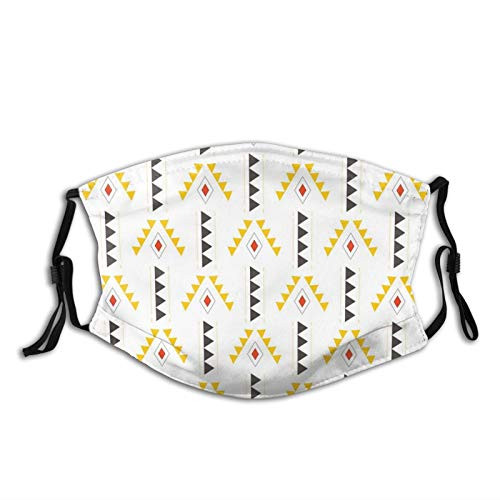 Comfortable Windproof mask?Ethnic Pattern With Rhombuses Triangles Digital Composition?Printed Facial decorations for adult