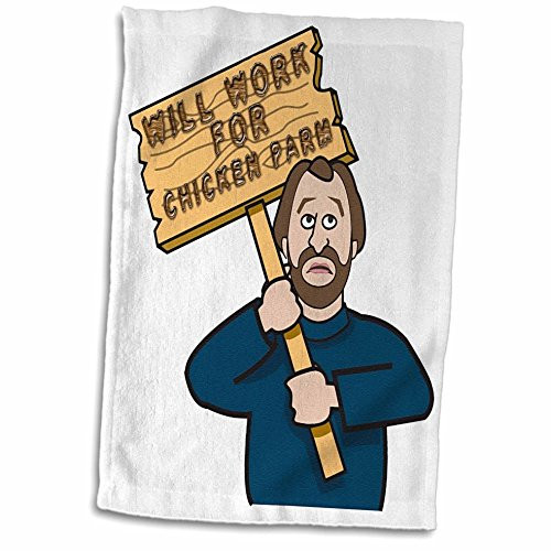 3D Rose Funny Humorous Man Guy with A Sign Will Work for Chicken Parm Hand/Sports Towel 15 x 22