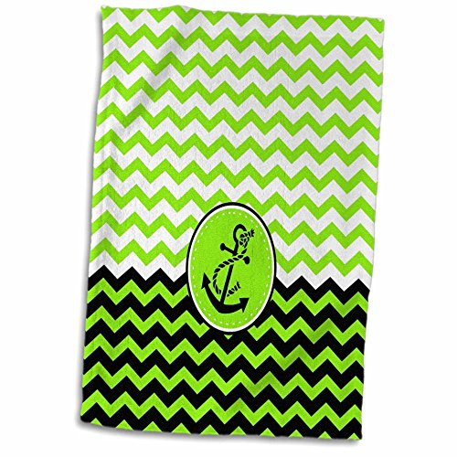 3D Rose Chic Nautical Anchor Design Over Green and White Chevrons Hand Towel 15 inch x 22 inch Multicolor 3D Rose Chic Nautical Anchor Design Over Green and White Chevrons Hand Towel 15 inch x 22 inch Multicolor