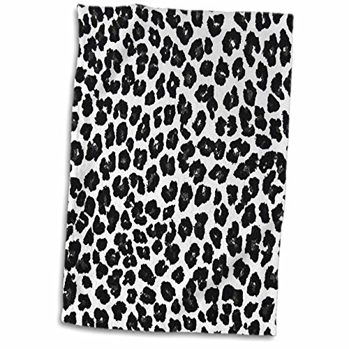 3dRose Lee Hiller Designs RAB Rockabilly - White Grey and Black Leopard Print - 15x22 Hand Towel -twl_32470_1-