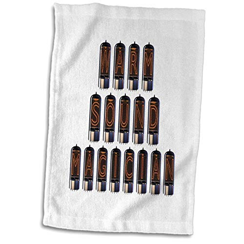 3dRose Warm Sound Magician vacuum tube decorated elegant text on white - Towels -twl_340213_1-