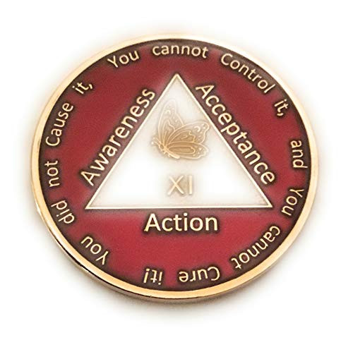 Recovery Line 11 Year AL-Anon Medallion - Al-Anon Burgundy Tri-Plate Medallion Chip Coin Token