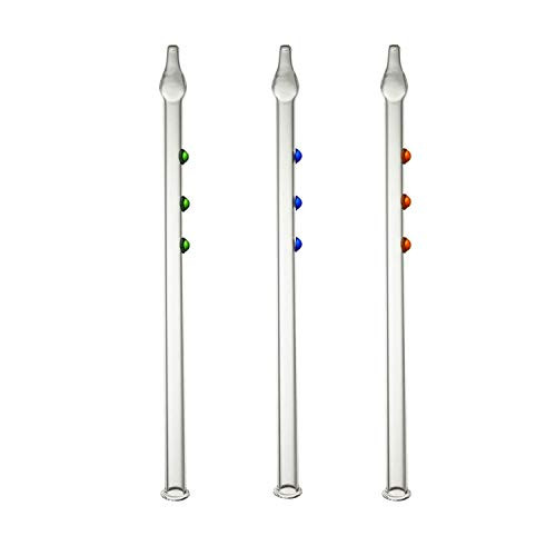 8 inch Honey Straw Glass Straw 3-Pack -Blue PlusGreen PlusOrange-