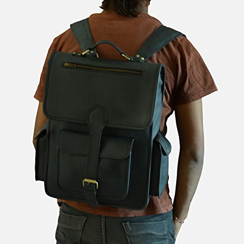 Black Vintage Leather Backpack Laptop Messenger Bag Rucksack Sling for Men Women