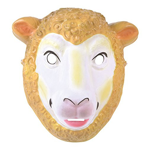 Bristol Novelty PM162 Sheep Plastic Mask Unisex-Adult White/Brown One Size