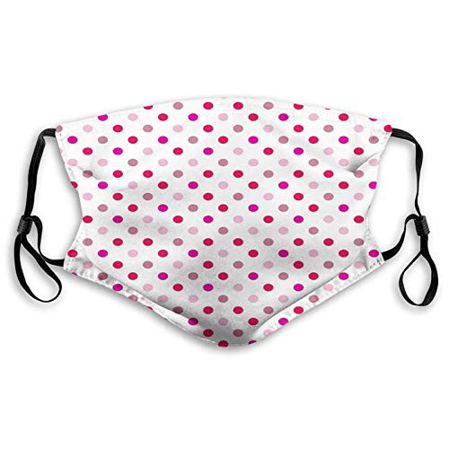 Comfortable Windproof mask?Polka Dots?Polka Dots Pattern Consisting of an Array of Filled Circles Pop ArtBaby Pink Fuchsia White?Printed Facial decorations for Adult