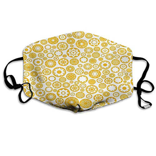 Comfortable Windproof maskStar Vintage Moroccan Style Pattern Star Shapes Circles Abstract Snowflakes PrintEarth Yellow WhitePrinted Facial decorations for man woman Comfortable Windproof maskStar Vintage Moroccan Style Pattern Star Shapes Circles Abstract Snowflakes PrintEarth Yellow WhitePrinted Facial decorations for man woman