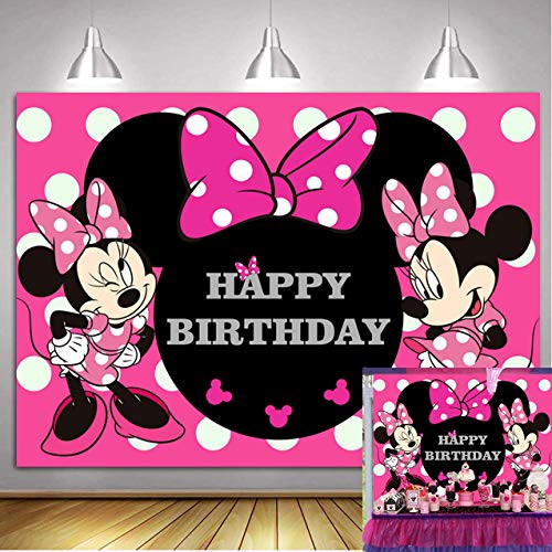 Minnie Mouse Photography Backdrop 7x5ft Mickey 1st Birthday Background Princess Girls Hot Pink Decoration for Kids Baby Shower Party Supplies Banner Studio Props Customized Backdrops Minnie Mouse Photography Backdrop 7x5ft Mickey 1st Birthday Background Princess Girls Hot Pink Decoration for Kids Baby Shower Party Supplies Banner Studio Props Customized Backdrops