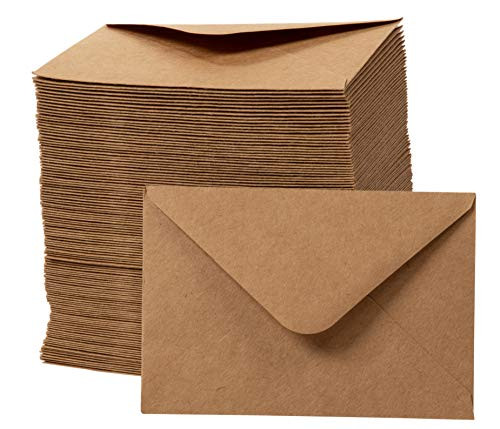 Mini Envelopes - 250-Count Gift Card Envelopes Kraft Paper Business Card Envelopes Bulk Tiny Envelope Pockets for Small Note Cards Brown 4 x 2.8 Inches