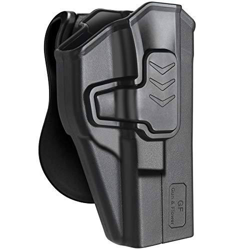 OWB Holster Compatible with Glock 17 Holster 22 31 Gen 1-5 Holster Index Finger Release Tactical Durable Polymer Outside The Waistband Paddle Holsters Right Hand