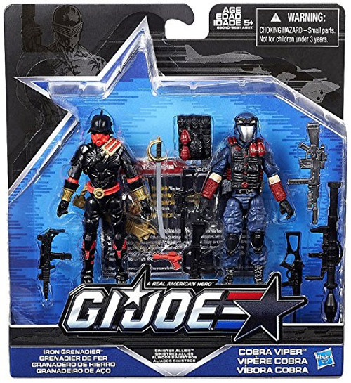 G.I. Joe, 50th Anniversary, Sinister Allies Action Figure Set (Iron Grenadier vs Cobra Viper Action), 3.75 Inches G.I. Joe, 50th Anniversary, Sinister Allies Action Figure Set (Iron Grenadier vs Cobra Viper Action), 3.75 Inches