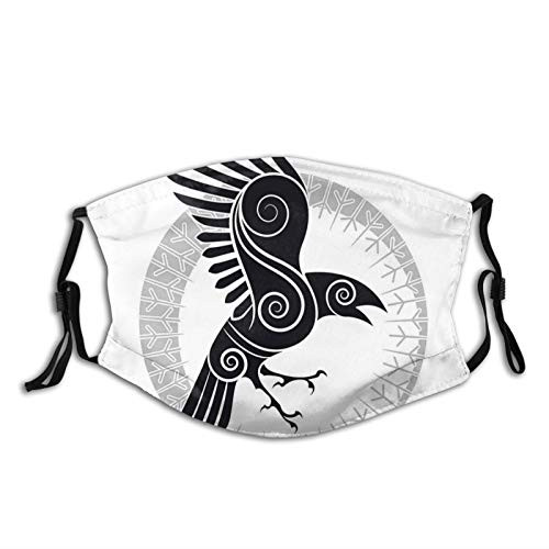 Comfortable Windproof mask?Artistic Bird Figure Abstract Celtic Style Inside Runic Circle Design?Printed Facial decorations for adult