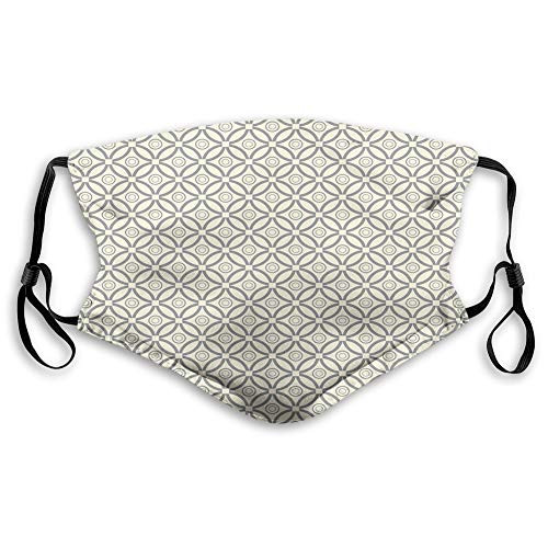 Comfortable Windproof mask?Bicolor Overlapping Circles Grid Pattern Geometric?Printed Facial decorations for adult