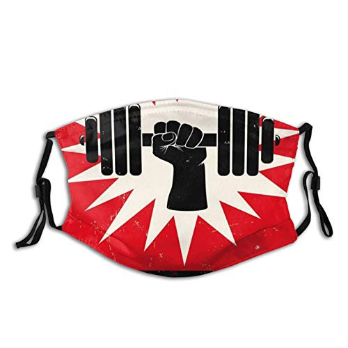 Comfortable Windproof mask?Grunge Display Of Hand Lifting Dumbbell Effect Workout Vintage Design?Printed Facial decorations for adult