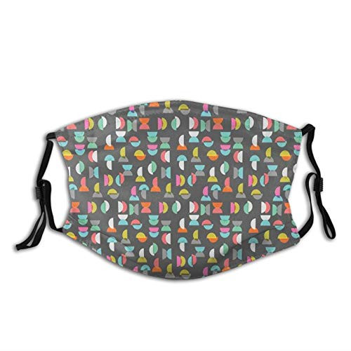 ETHAICO Half Circle Geometric Forms with Trippy Figures Contemporary Fashion Art Deco?Dustproof Windproof Face MaskReusableWashable ClothFace CoverCover for Dust Men Women
